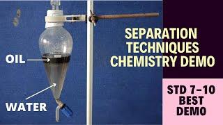 Separation of two immiscible liquids oil & Water using separating funnel chemistry demo | STD 7-10