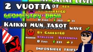 2 Vuotta Geometry Dashiä SPECIAL! (vedän kaikkia mun tasoja) Geometry Dash Suomi