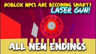 All New Endings and Badges - NPC's are becoming smart! Laser Gun! [Roblox]