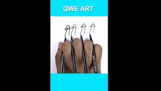 Drawing with 4 Fingers!! Amazing drawing idea! #shorts  Duck Drawing