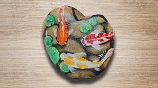 DIY stone painting | Stone Art for Home Decor | 3D stone Art | Under water scenery drawing on stone