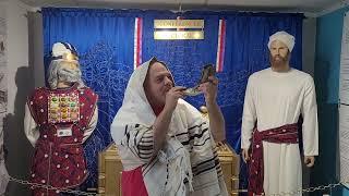 Blow a shofar in the Ark Museum in Quebec, Canada.