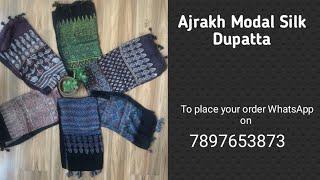 Ajrakh modal silk dupatta