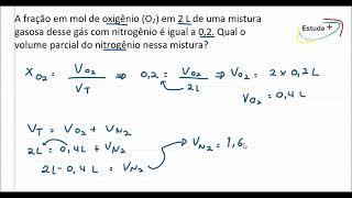 Fração em mol para calcular o volume parcial de um gás.