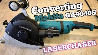 Upgrading a Makita GA9040S grinder with a LASERCHASER head to make a heavey duty wall chaser