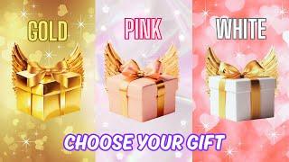 Choose your gift  3 gift box challenge Gold, Pink, White #chooseyourgift #pickonekickone #quiz