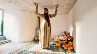 A mother's beautiful solution: installing fabric under the ceiling to prevent dust from falling