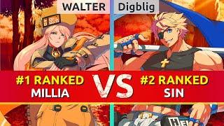 GGST ▰ WALTER (#1 Ranked Millia) vs Digblig (#2 Ranked Sin). High Level Gameplay