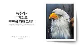 수채화 따라 그려보세요~ 독수리 수채화 채색