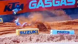 Chase Sexton crashes hard! SMX Qualifying Charlotte SuperMotocross