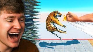Can ANIMALS ESCAPE the GIANT PUNCH in ARBS!? (Reaction)