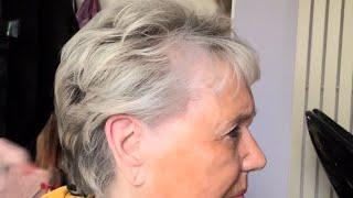 Learn how to cut a uniform layer NVQ level 2 and blowdry short hair with tongs