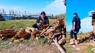 Jina doing her household work II Shephard women's duty in Himalaya Nepal@Sanjipjina