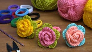 IncredibleHairband/Very easy crochet tunisian/Knitting rose headband