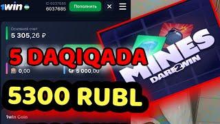 1WIN MINES OYNAB 5 DAQIDA 5300$ ISHLADIK TOP-1 #INTERNETDA_PUL_ISHLASH