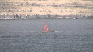 Draken Harald Hårfagre, world largest Viking ship arrives in Torshavn Faroe Islands