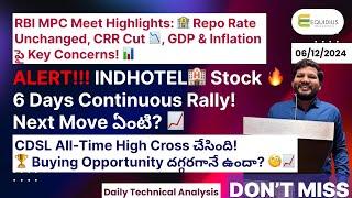 ALERT!!! INDHOTEL Stock  6 Days Continuous Rally! Next Move ఏంటి? 