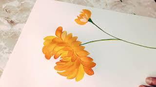 Round brush technique to create flower painting flower art Varsha Fine Art