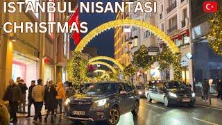 Istanbul Nisantasi Christmas Nightlife Walking Tour 2024 | 4k HDR | Parivish World