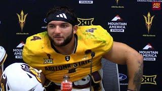 Cameron Skattebo, C.J. Fite, Leif Fautanu, Sam Leavitt after ASU's 30-23 win over Mississippi State