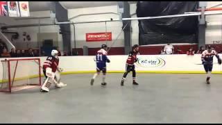 ReasonY ball hockey goalie pads in action during 2015 World Championship 4on4