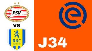 PSV 3-1 RKC Waalwijk en vivo Eredivisie Jornada 34