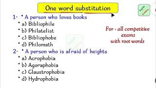 one word substitution 1 for all competitive exams #EnglishacademybyDeepak KR