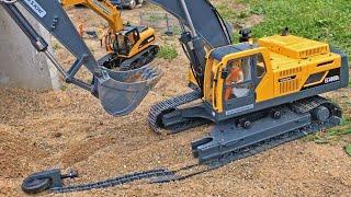 Backhoe lost Track! BRUDER Caterpillar recovers VOLVO 50 ton Excavator at Jack's Tunnel construction