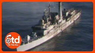 1982: HMS Sheffield Hit by Exocet Missile