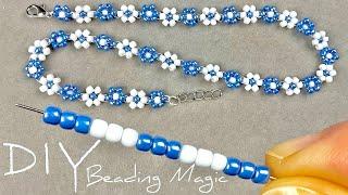 Flower Beaded Necklace Tutorial: Seed Bead Jewelry Making | Beading Tutorials