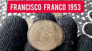 moneda española muy #rara# de una peseta Francisco franco caudillo de España por la G. De Dios 1953