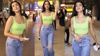 Sonal Chauhan Looks Gorgeous in Her Green Crop & Ripped Jeans