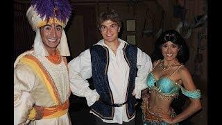 Aladdin and Jasmine meet Tommy after the Halloween Parade