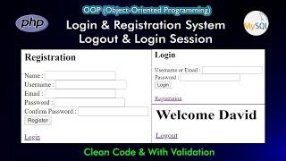 Complete OOP PHP Login Registration System & Logout Login Session | Object Oriented PHP Tutorial