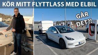 Elbil och släpvagn – kör flyttsläpet med min Tesla Model 3 i 20 mil