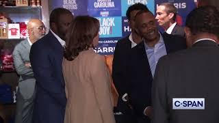 KAMALA HARRIS visits "The Pit Authentic Barbecue" in Raleigh, North Carolina, greets Black leaders