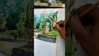 Outdoor watercolor painting  #shorts #shortsvideo