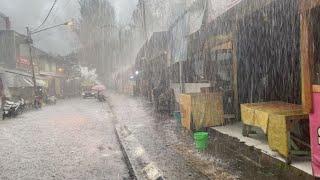 99% Fall asleep quickly and get rid of insomnia with heavy rain Afternoon in Beautiful Village