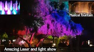 Amazing laser and light show at Alshaheed park kuwait/musical fountain and laser projection