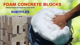 Amazing process of making foam concrete blocks | production of foam blocks with subtitles