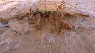 Scraping dirt off carpet with heavy foam ASMR