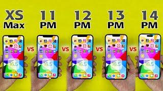 XS Max vs 11 Pro Max vs 12 Pro Max vs 13 Pro Max vs 14 Pro Max - SPEED TEST in 2023 | iOS 16.5