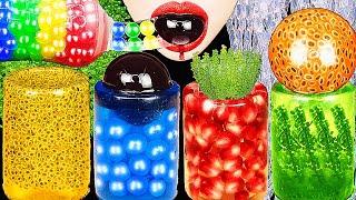 ASMR RAINBOW DRINKS *BOBA TEA FROG EGGS JELLY CUPS, SEA GRAPES, BIRD GLASS 신기한 물 먹방 DRINKING SOUNDS