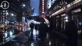 NYC Walking in the Rain at Night - Manhattan, New York 4K