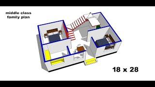 18 x 28 small village house plan II 18 x 28 ghar ka naksha II 504 sqft home design