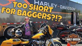 Too Short to Ride Baggers? - Short female on NEW Harley Davidson's!!