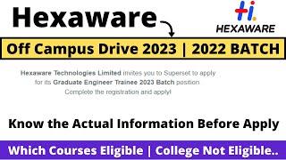 Hexaware Off-CAMPUS Drive 2022 | 2023 BATCH | College Not Eligible Must Check | On or Off Campus Job