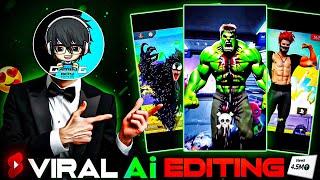 New trend viral AI shots editing tutorial  | free fire character transform to Hulk and venom |