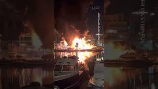 Dozens of boats burn after huge fire in Seattle #shorts #news