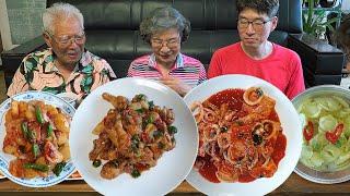 Korean Countryside Meal Recipe (Stir-fried Squid and Tofu, Stewed Chicken Wings, Stewed Potatoes)
